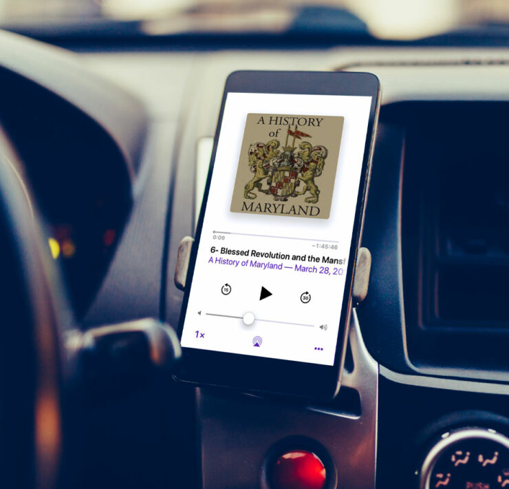 Podcast on Phone Holder in Car