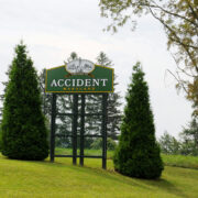 Accident Road Sign in Forest