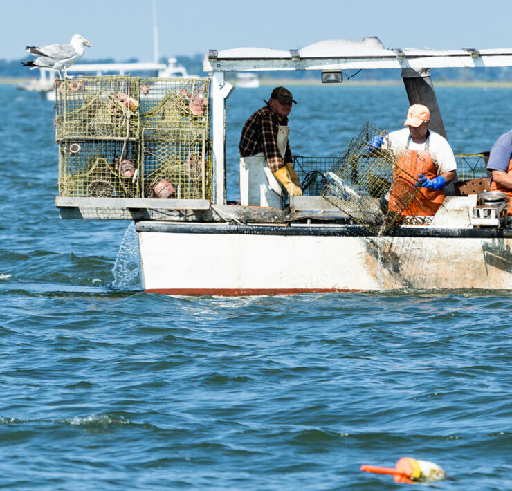 People on a boat in the ocean