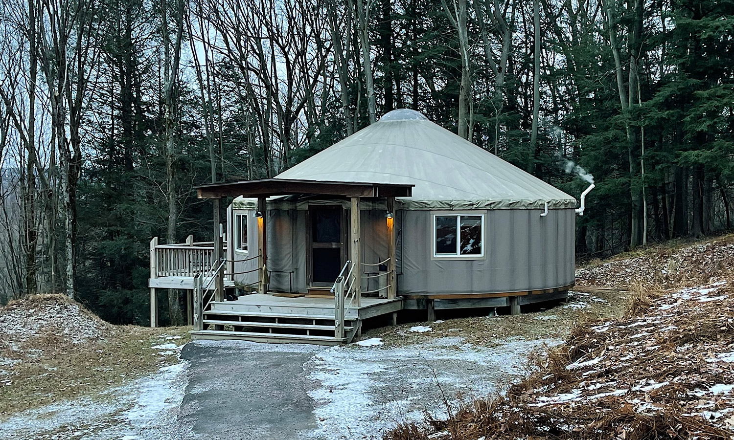 Yurt exterior during the day