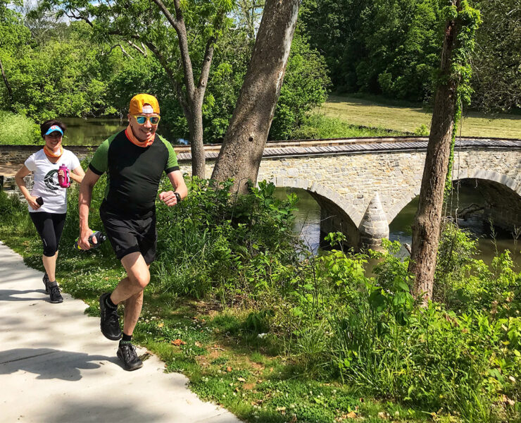 Two runners at Antietam Battlefield