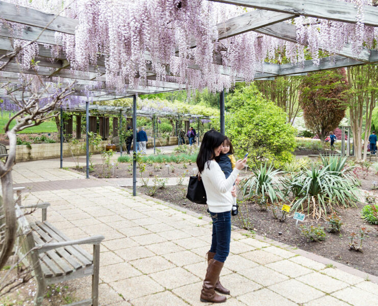 Mom and daughter surrounded by plants