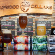 Sapwood Cellars Brewery with beer cans all lined up
