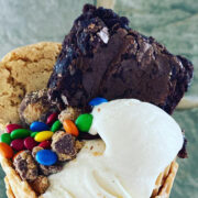 Icre Cream Cone with a Brownie