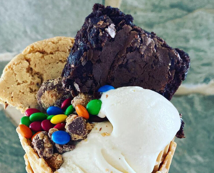 Icre Cream Cone with a Brownie