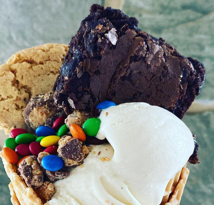 Icre Cream Cone with a Brownie