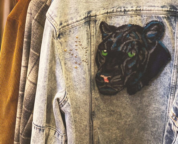 Jackets hanging with a tiger on the back