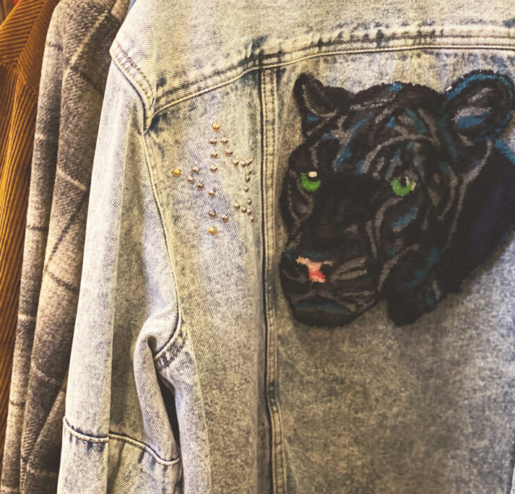 Jackets hanging with a tiger on the back