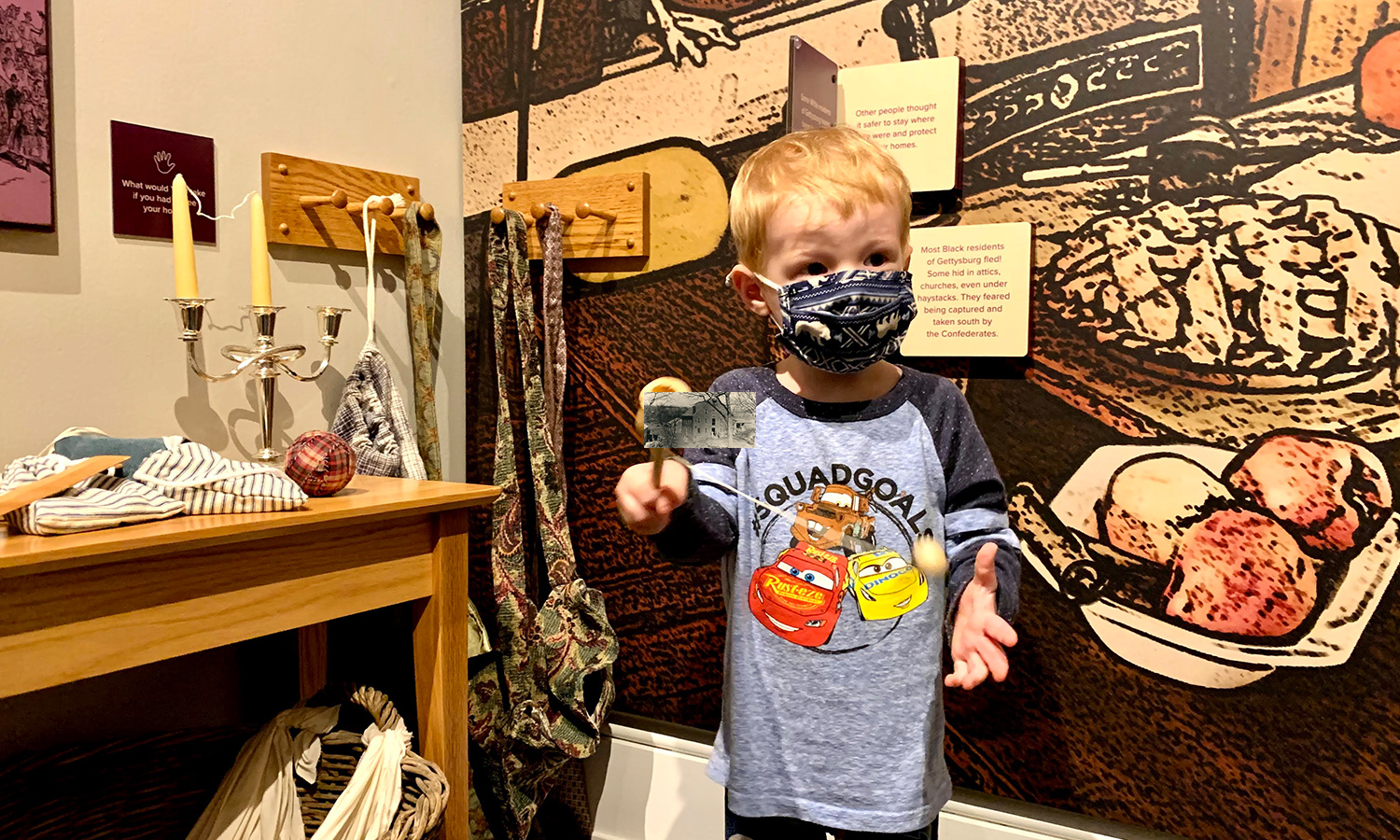 A young child playing with toys