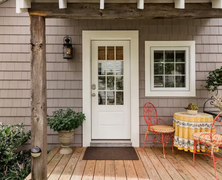 Door and front porch of a house
