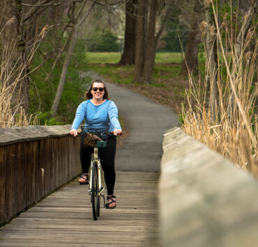 Biking on the Millstream trail in Centreville, MD