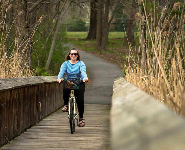 Biking on the Millstream trail in Centreville, MD