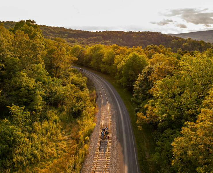 Tracks and Yaks on railroad tracks in Cumberland