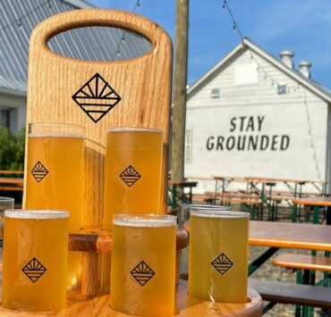 Beer flight at Landmade Brewing