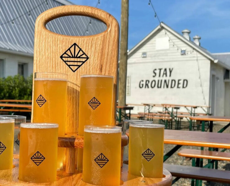 Beer flight at Landmade Brewing