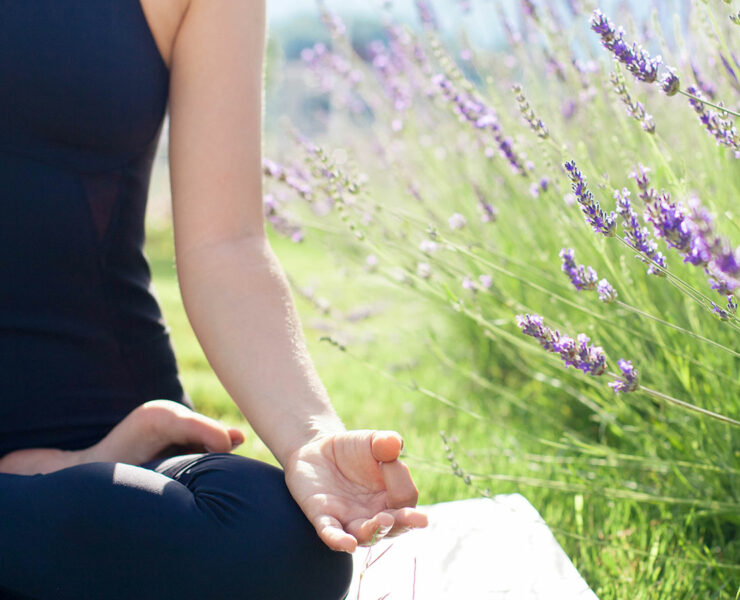 yoga in a lavender field