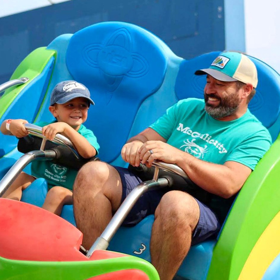 dad and son on Trimper Rides