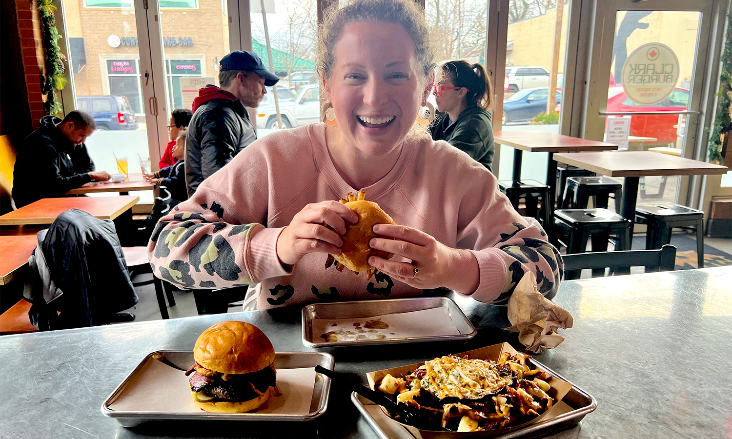Author with Clark's Burger