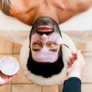 Man receiving a facial at The Spa at Turf Valley