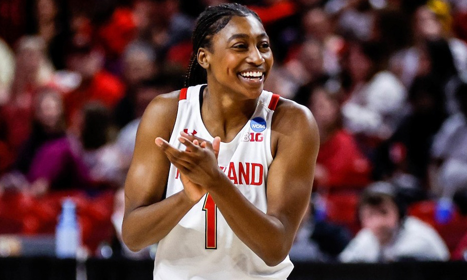 Maryland Women's Basketball player clapping during game
