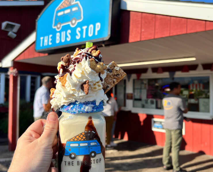 Person holding a crazy ice cream shake