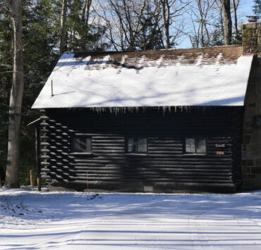 cabin in the woods in Maryland in winter