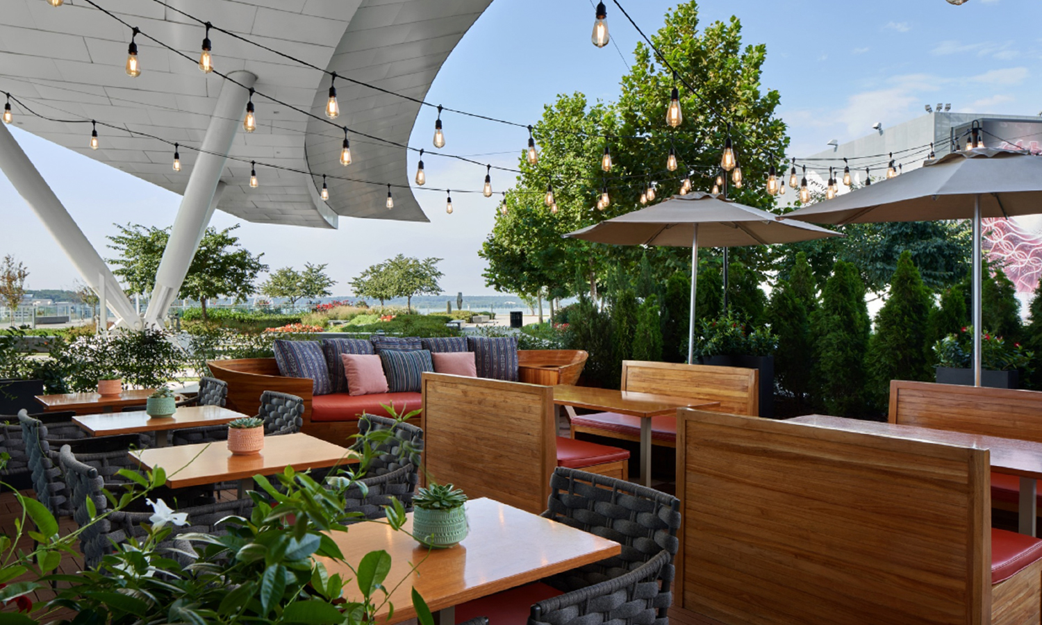 Outdoor hotel bar patio