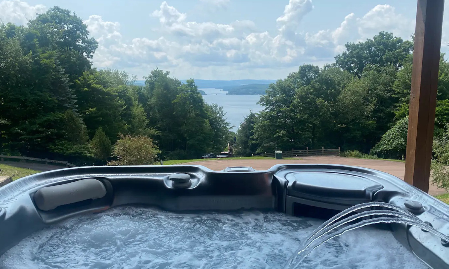 View from a hot tub looking at Deep Creek Lake