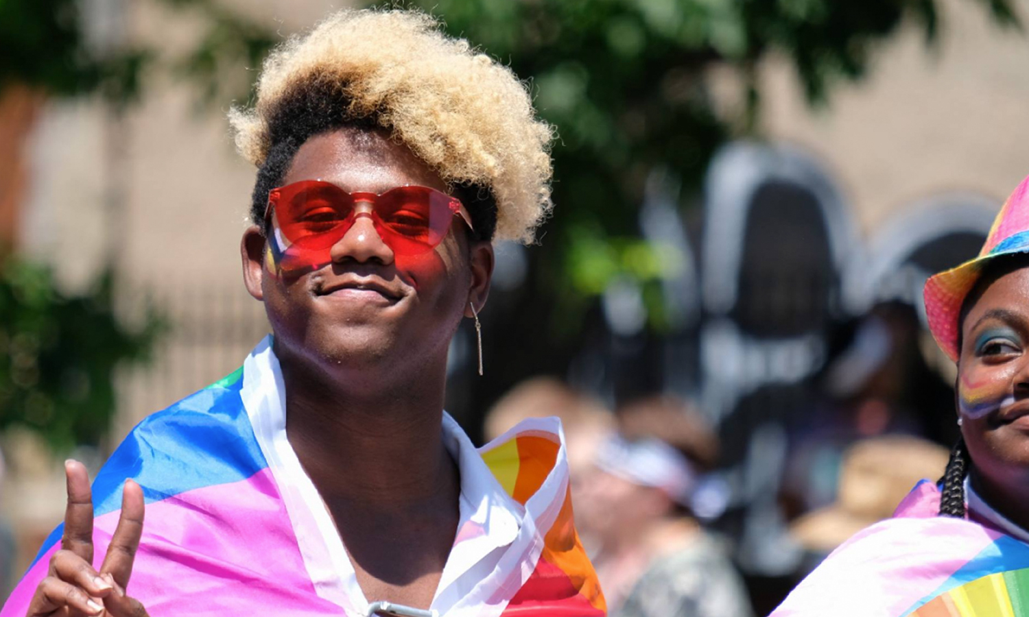 Person enjoying pride parade