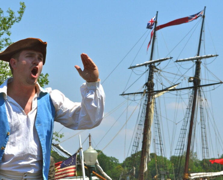 Actor in period clothing at festival