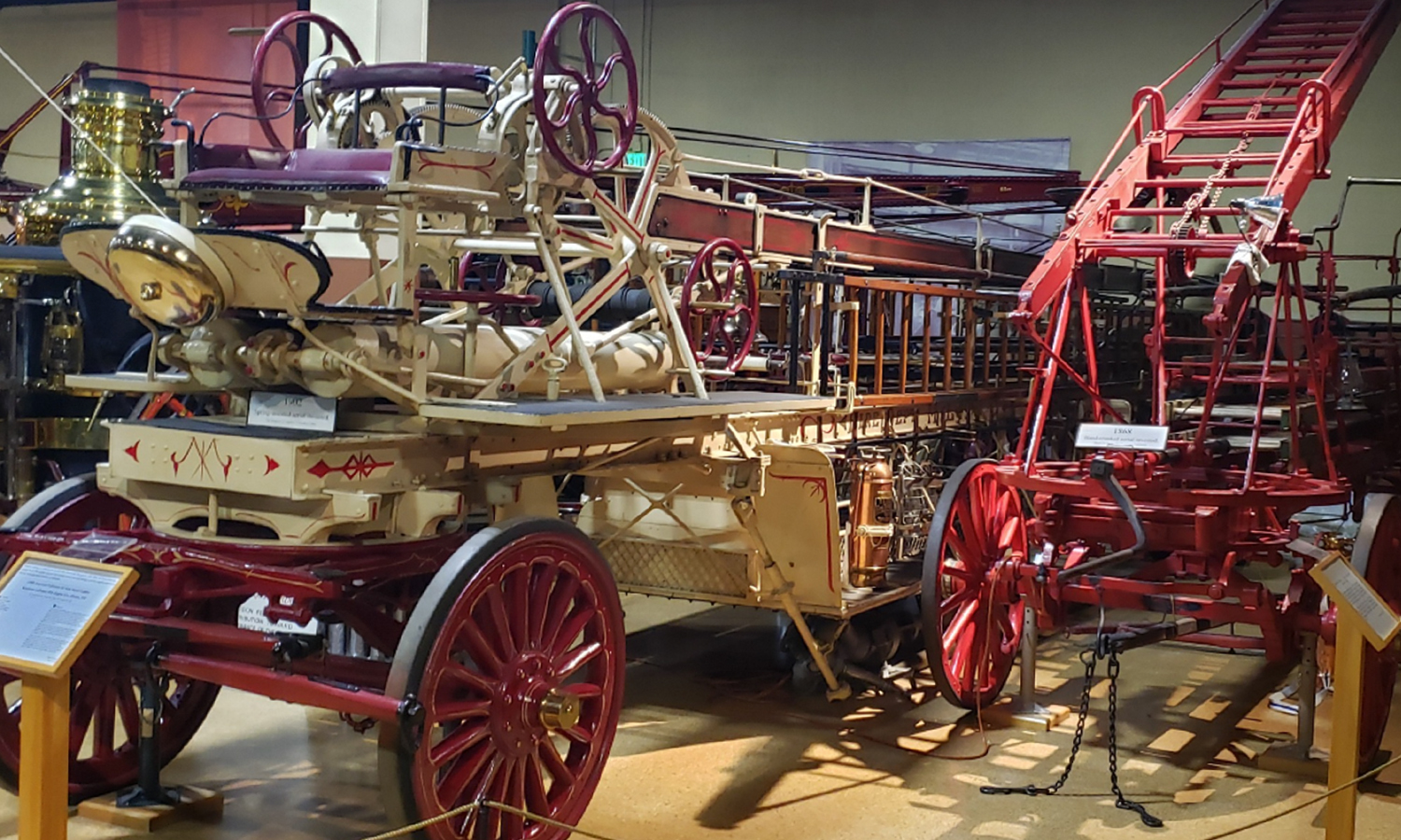 Vintage fire trucks on display