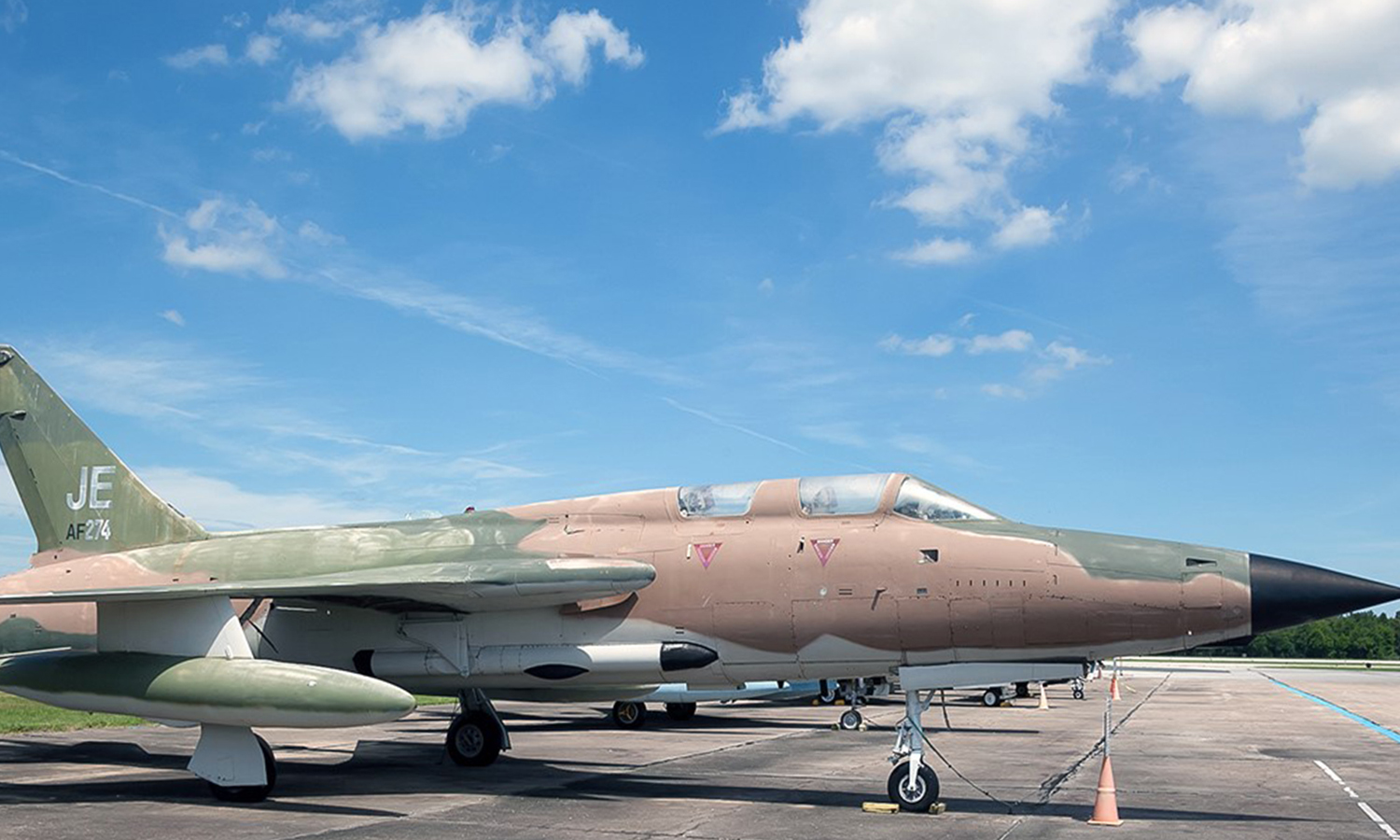 Military jet on display