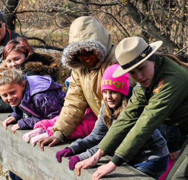 Park ranger demonstrates how to open a lock